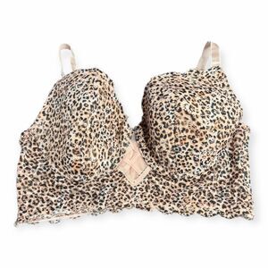ASHLEY STEWART Women’s Leopard Print Lace Butterfly Push-Up Bra Size 36DD (See M